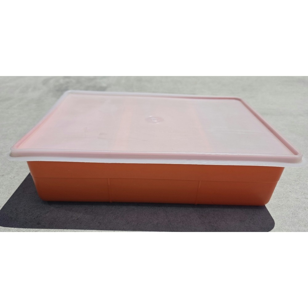 Vintage Tuppercraft Organizer Box Orange w/ Trays & Lid Made in USA